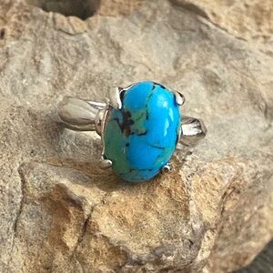 5/$10❤️❤️❤️NEW Tibetan Silver Created Enamel Swirl Stone Ring Size 8.5